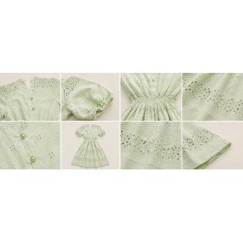 Robe midi poudré en broderie anglaise