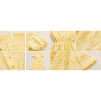Robe midi poudré en broderie anglaise