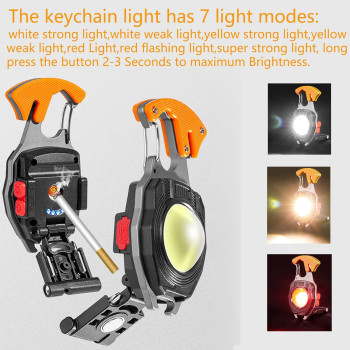 Briquet Electrique Lampe de poche,Porte-clés, Tournevice, 500 lumens, 7 modes d’éclairage