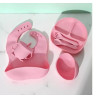 Ensemble repas bébé 6 pièces en silicone avec assiette à ventouse, bol, gobelet à bec, bavoir, cuillère et fourchette sans BPA
