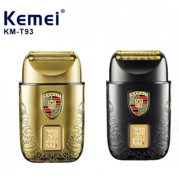 Rasoir électrique Cheveux Barbes , double rasage sec et humide,maille à lame flexible longue Endurance Kemei KM-T93