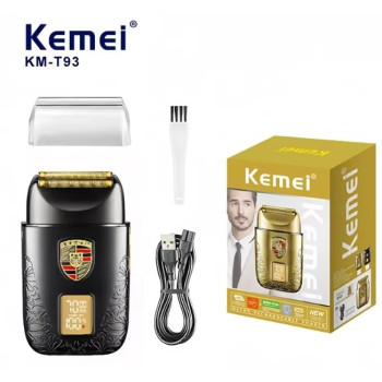 Rasoir électrique Cheveux Barbes , double rasage sec et humide,maille à lame flexible longue Endurance Kemei KM-T93