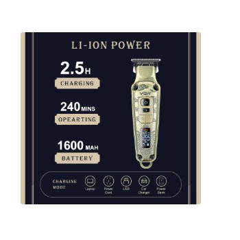 Tondeuse à cheveux professionnel avec boîtier en métal -LED Zéro Précision VGR V-901