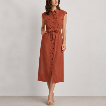 Robe Chemise Longue Kamraya en Lin sans Manches