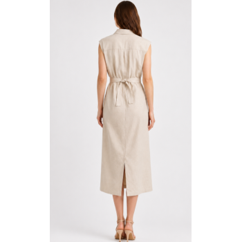 Robe Chemise Longue Kamraya en Lin sans Manches