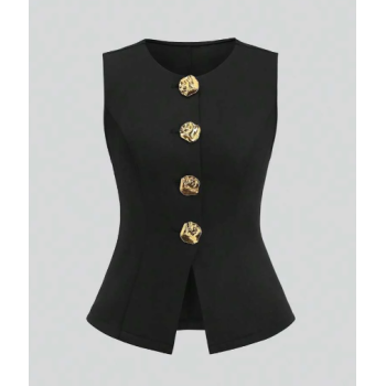 Ensemble Tailleur 2 Pièces Gilet sans Manches et Pantalon Large