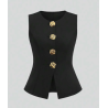 Ensemble Tailleur 2 Pièces Gilet sans Manches et Pantalon Large