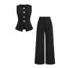 Ensemble Tailleur 2 Pièces Gilet sans Manches et Pantalon Large