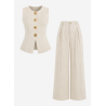 Ensemble Tailleur 2 Pièces Gilet sans Manches et Pantalon Large