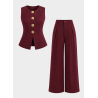 Ensemble Tailleur 2 Pièces Gilet sans Manches et Pantalon Large