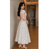 Robe Polka Vintage à Pois Coupe Évasée - Blanc et Noir