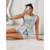 Ensemble Chic 2 Pièces Haut sans Manches à Boutons Dorés et Short
