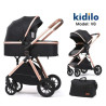 Poussette Landau KIDILO V8 Avec Sac Maman Noir
