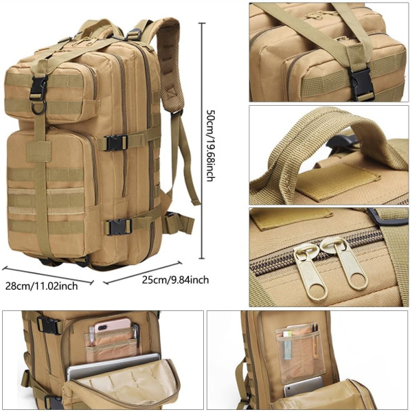 Sac à dos tactique militaire 3 jours, sac d'assaut, sac Molle de l'armée, sac à dos 35L