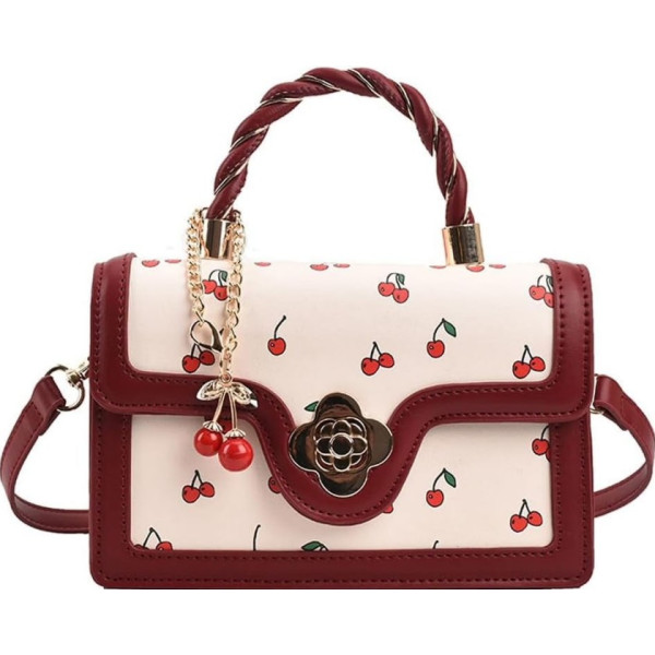 Sac bandoulière polyvalent à imprimé cerises