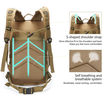 Sac à dos tactique militaire 3 jours, sac d'assaut, sac Molle de l'armée, sac à dos 65L+