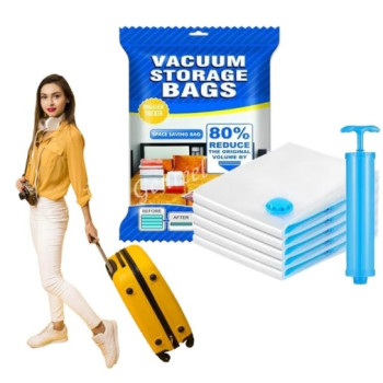 Pack 5 Sacs de rangement sous vide avec pompe