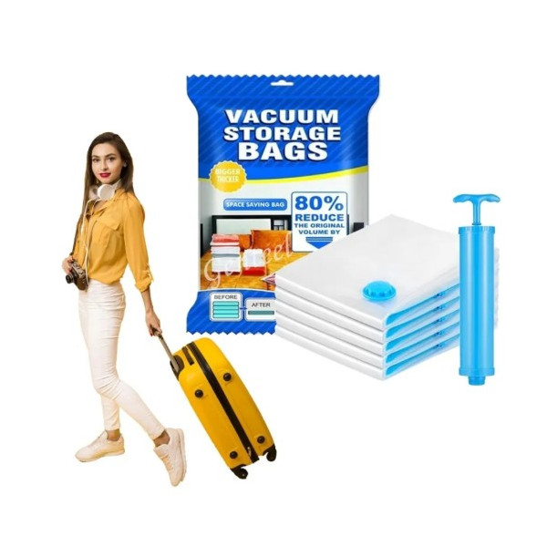 Pack 5 Sacs de rangement sous vide avec pompe