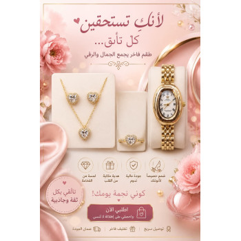 Pack montre et collier boucle d'oreille et bague