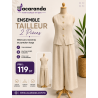 Ensemble Tailleur 2 Pièces Gilet sans Manches et Pantalon Large
