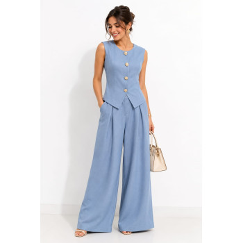 Ensemble Tailleur 2 Pièces Gilet sans Manches et Pantalon Large