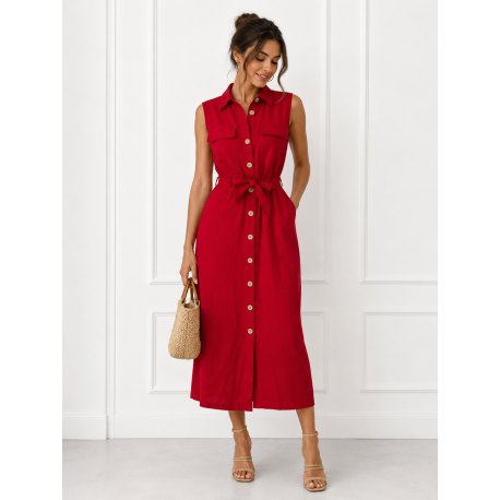 Robe Chemise Longue Kamraya en Lin sans Manches