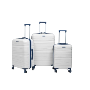 Set de trois valises avec roues démontables - Titou - Blanc Bleu marine