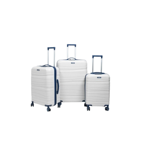 Set de trois valises avec roues démontables - Titou - Blanc Bleu marine