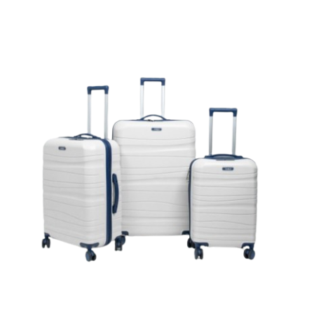 Set de trois valises avec roues démontables - Titou - Blanc Bleu marine
