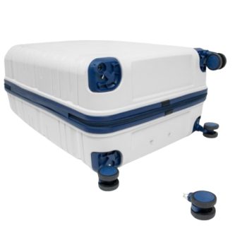 Set de trois valises avec roues démontables - Titou - Blanc Bleu marine
