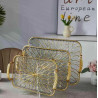 Ensemble 3 pcs de Plateaux Poignées Dorées & Motif Végétal