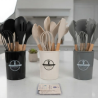 Ensemble d'Ustensiles de Cuisine 12 Pièces – Silicone & Bois Élégant
