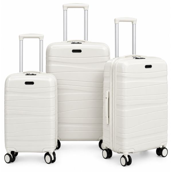 Set de trois valises avec roues démontables - Titou - Blanc