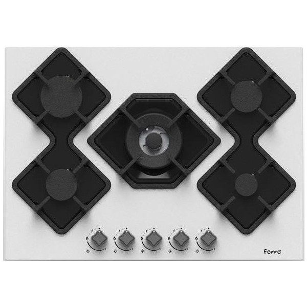 Cuisiniere encastrable FERRE KARAD WHITE 70CM GLASS 5 FEUX CUIS.KA013W