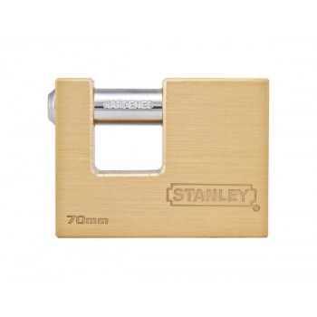 Cadenas à clé en baïonnette or Stanley - 70mm