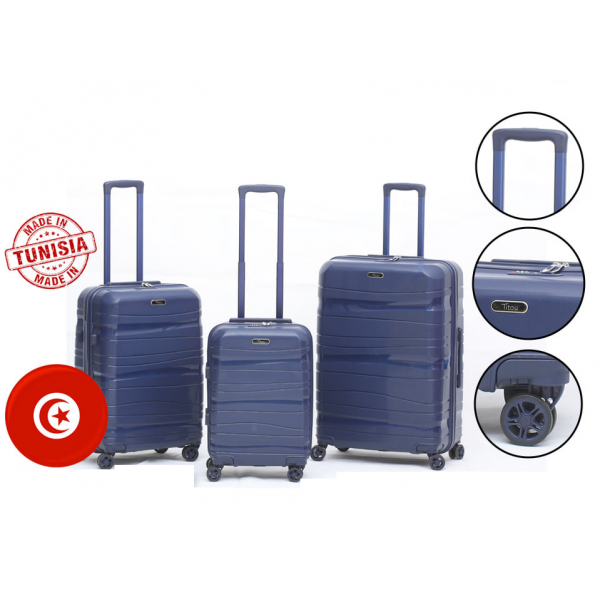 Set De Trois Valises Polypropylène - Bleu
