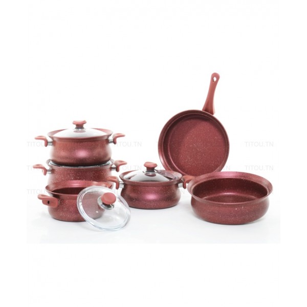 Batterie Granite OMS Colection 10 Pièces - Rouge