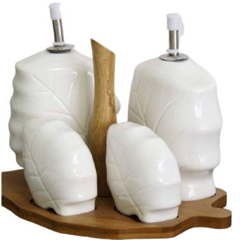 Set Huile Vinaigre Sel Et Poivre Avec Support