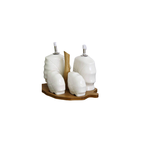 Set Huile Vinaigre Sel Et Poivre Avec Support