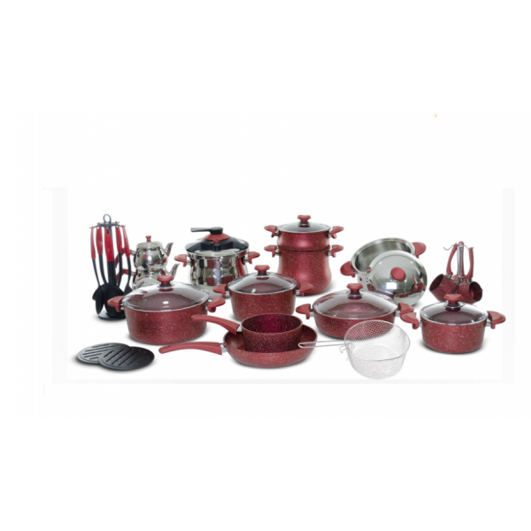Batterie OMS 38 Pièces Granite - Rouge Bordeaux