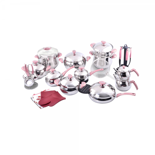 Batterie de cuisine en Inox 18/10 OMS Collection - 38 pièces - Inox Rose - Jacaranda Tunisie