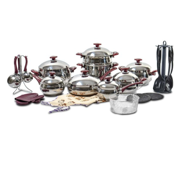 Batterie Inox OMS Collection 32 Pièces - Rouge Bordeaux