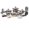 Batterie Inox OMS Collection 32 Pièces - Rouge Bordeaux