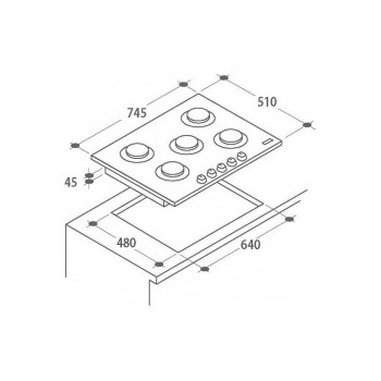 Table de Cuisson Encastrable CANDY 5 Feux CFX75 P - Inox