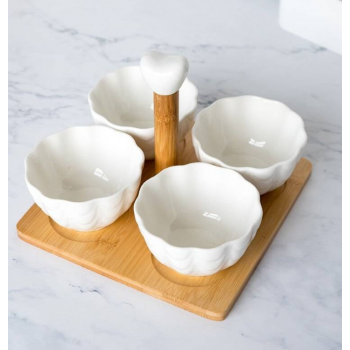 ensemble avec plateau fourchette bol de fruits en céramique