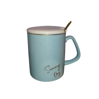 Mug En Porcelaine Avec Couvercle Et Cuillère