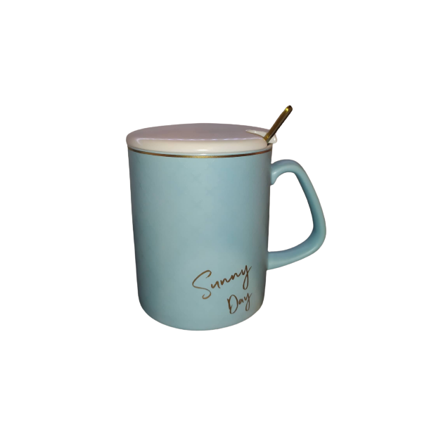 Mug En Porcelaine Avec Couvercle Et Cuillère