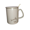 Mug En Porcelaine Avec Couvercle Et Cuillère